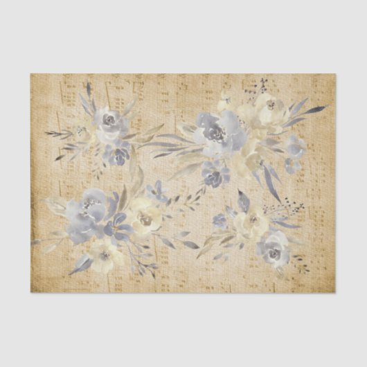 Vintages blumengeschmücktes Musikblatt Seidenpapier (Vorderseite)