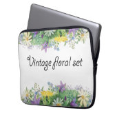 Vintages blumengeschmücktes Set Laptopschutzhülle (Vorderseite Links)