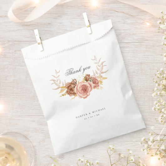 Vintages blumengeschmücktes Wappen Dankeschön für Geschenktütchen (Ausgeschnitten)