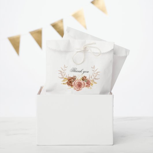 Vintages blumengeschmücktes Wappen Dankeschön für Geschenktütchen (Party)