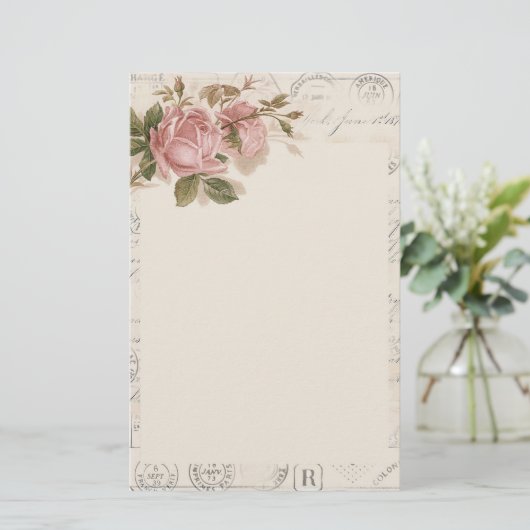 Vintages Blumengeschoss Briefpapier (Stehend Vorderseite)