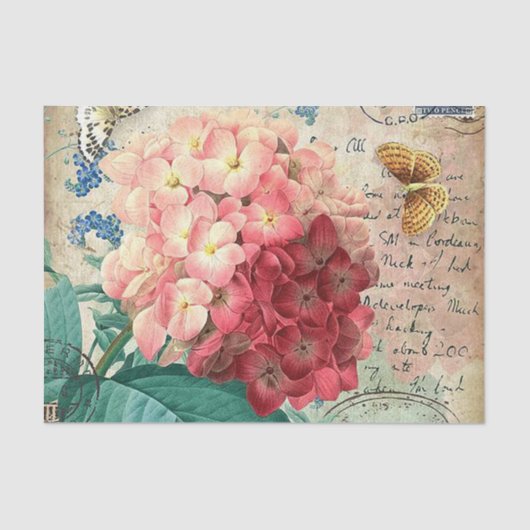 Vintages Blumengewebe zu jedem Zweck Party Seidenpapier (Vorderseite)