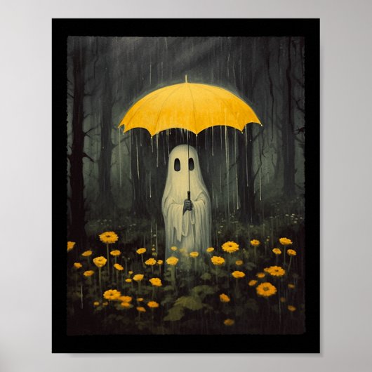 Vintages Blumenghost Halloween Gothic Ghost Dark F Poster (Vorne)