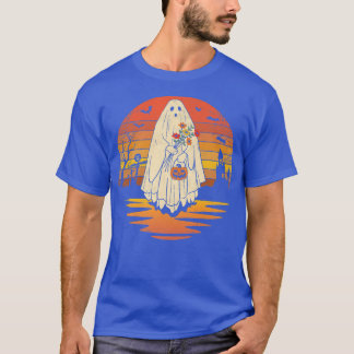 Vintages Blumenghost Halloween Pumpkin Coffin Bat T-Shirt