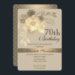 Vintages Blumengold 70. Geburtstag Einladung<br><div class="desc">Gold Vintages Shabby Chic Floral 70. Geburtstag Einladung. Stilvoll,  elegant,  bezaubernd.</div>
