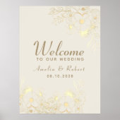 Vintages Blumengold Begrüßungspapier Poster (Vorne)
