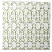 Vintages Blumengrün auf weiße Fliese (Vorderseite)