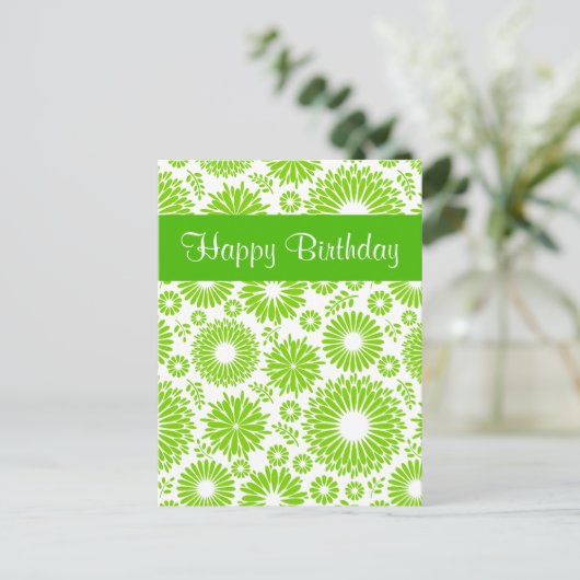 Vintages Blumengrün Glückwunsch Geburtstag Postkar Postkarte (Stehend Vorderseite)