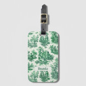 Vintages Blumengrün-Jouilmonogramm Gepäckanhänger (Vorderseite Vertikal)