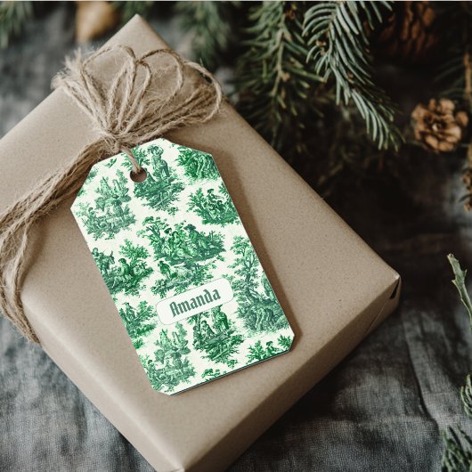 Vintages Blumengrün-Jouilmonogramm Geschenkanhänger