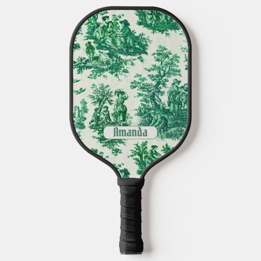Vintages Blumengrün-Jouilmonogramm Pickleball Schläger (Vorderseite)