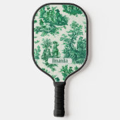Vintages Blumengrün-Jouilmonogramm Pickleball Schläger (Rückseite)