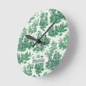 Vintages Blumengrün-Jouilmonogramm Runde Wanduhr (Winkel)