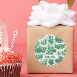 Vintages Blumengrün-Jouilmonogramm Runder Aufkleber