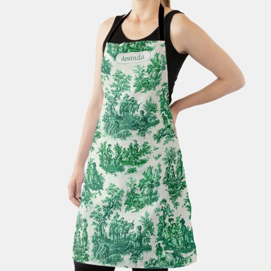 Vintages Blumengrün-Jouilmonogramm Schürze (InSitu)