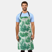 Vintages Blumengrün-Jouilmonogramm Schürze (Getragen)