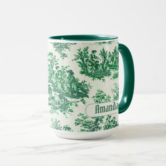 Vintages Blumengrün-Jouilmonogramm Tasse (VorderseiteRechts)