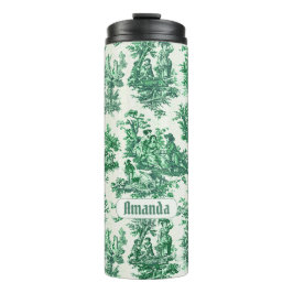 Vintages Blumengrün-Jouilmonogramm Thermosbecher