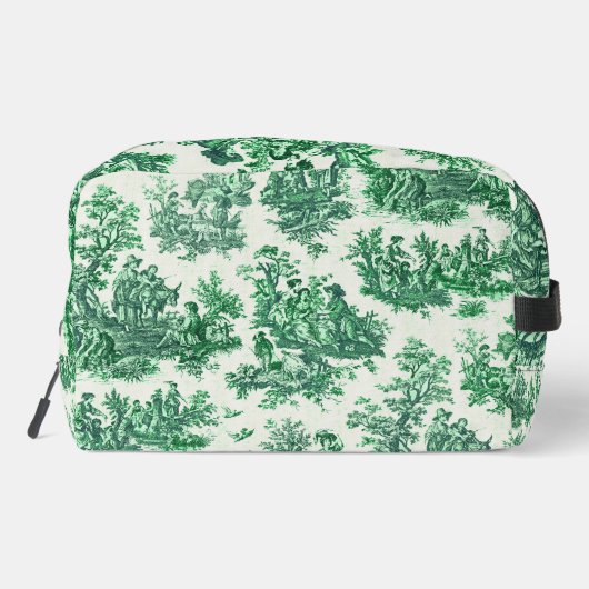 Vintages Blumengrün-Jouilmonogramm Waschbeutel (Rückseite)