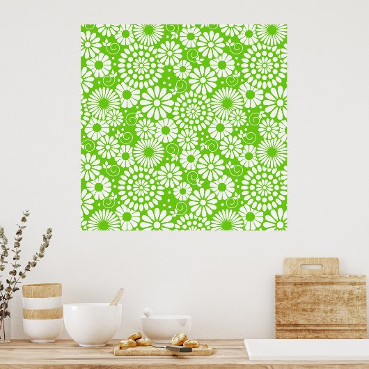 Vintages blumengrünes Poster (Küche)