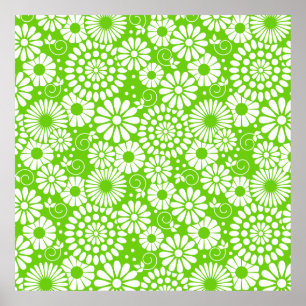 Vintages blumengrünes Poster