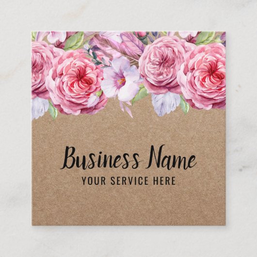 Vintages Blumenhaar Quadratische Visitenkarte (Vorderseite)