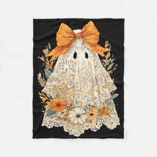 Vintages BlumenHalloween Fall Girly Ghost Lace Spi Fleecedecke (Vorderseite)