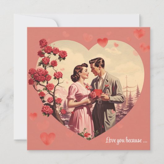 Vintages Blumenherz Valentine Postkarte (Vorderseite)