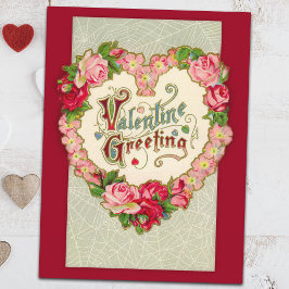 Vintages Blumenherz Valentine Postkarte