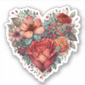 Vintages Blumenherzendesign Aufkleber (Vorderseite)