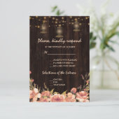 Vintages Blumenholz Alte Lanterns Hochzeit RSVP (Stehend Vorderseite)