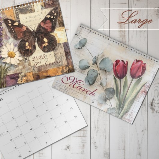 Vintages BlumenJunk-Journal 2025 Kalender