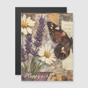 Vintages BlumenJunk-Journal 2025 Magnetkarte