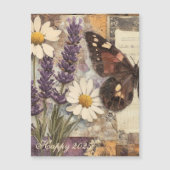 Vintages BlumenJunk-Journal 2025 Magnetkarte (Vorderseite)