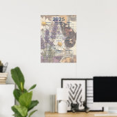 Vintages BlumenJunk-Journal 2025 Poster (Heimbüro)