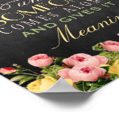 Vintages Blumenkhalkboard Hochzeitszeichen: Liebe  Poster (Ecke)