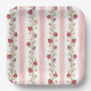 Vintages Blumenkochette Rosa Bugs Brautparty Pappteller