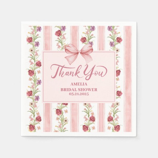 Vintages Blumenkochette Rosa Bugs Brautparty Serviette (Vorderseite)