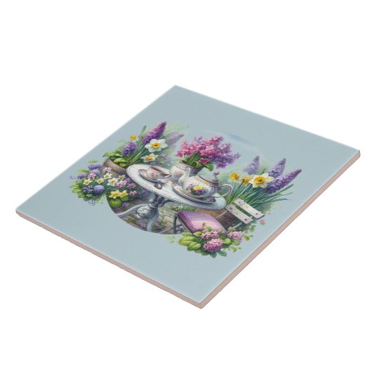 Vintages Blumenkohl-Party im Garten Fliese (Seite)