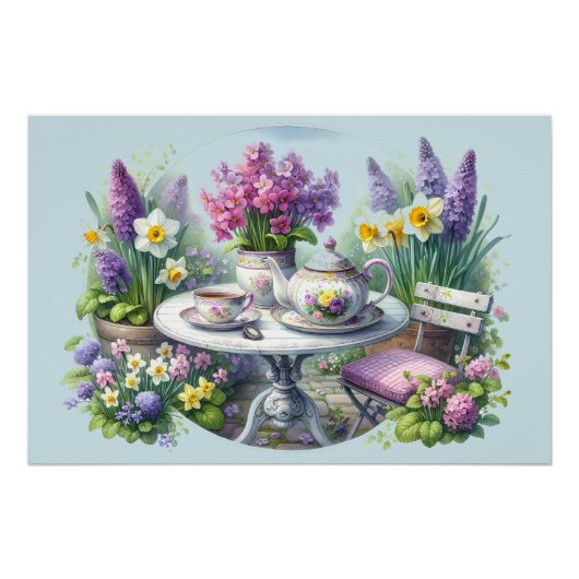 Vintages Blumenkohl-Party im Garten Poster (Vorderseite)