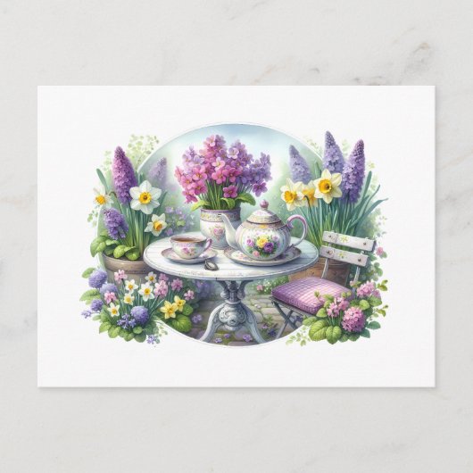 Vintages Blumenkohl-Party im Garten Postkarte (Vorderseite)