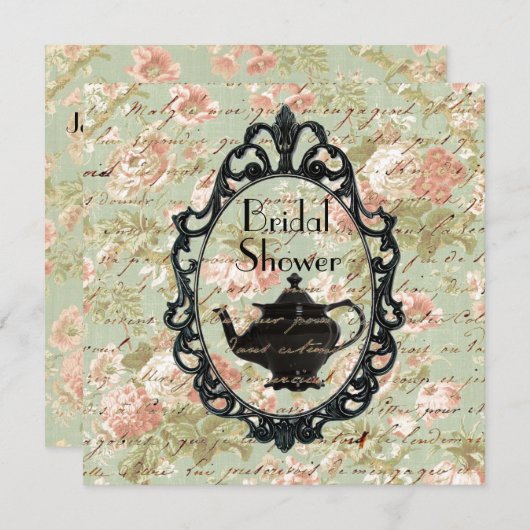 Vintages Blumenkost Party Brautdusche Einladung (Vorne/Hinten)