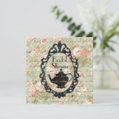 Vintages Blumenkost Party Brautdusche Einladung (Stehend Vorderseite)