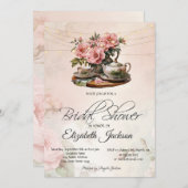 Vintages Blumenkost Party Brautparty Einladung (Vorne/Hinten)