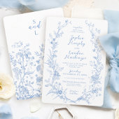 Vintages Blumenkraut Dusty Blue Hochzeitsfeier Einladung