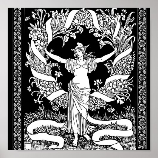 Vintages Blumenkreideposter Poster (Vorne)