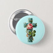 Vintages Blumenkreuz Button (Vorne & Hinten)