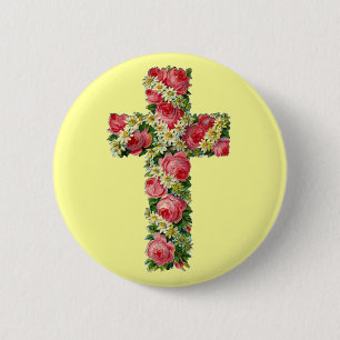 Vintages Blumenkreuz Button