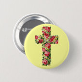 Vintages Blumenkreuz Button (Vorne & Hinten)