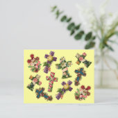 Vintages Blumenkreuz Postkarte (Stehend Vorderseite)
